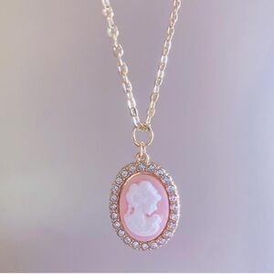 Handmade Elegant Gold and Pink Pendant Necklace